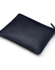 Large leather makeup bag, navy, back