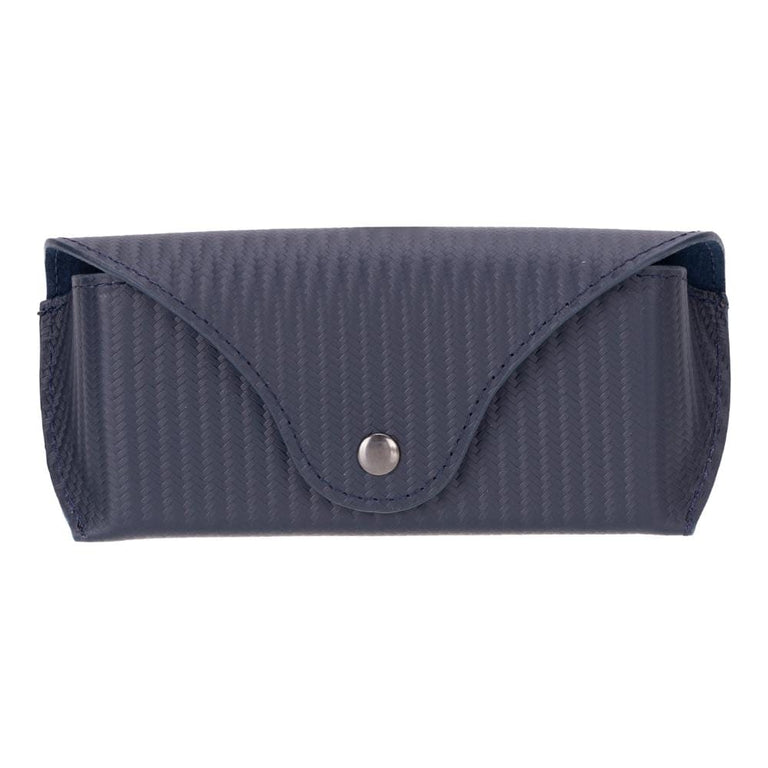 Slimline Leather Glasses Case in Navy main image 1