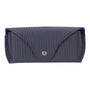 Leather glasses case, woven navy, front