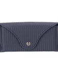 Leather glasses case, woven navy, front