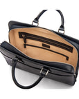 Leather 13" laptop bag, navy pebble grain, interior view