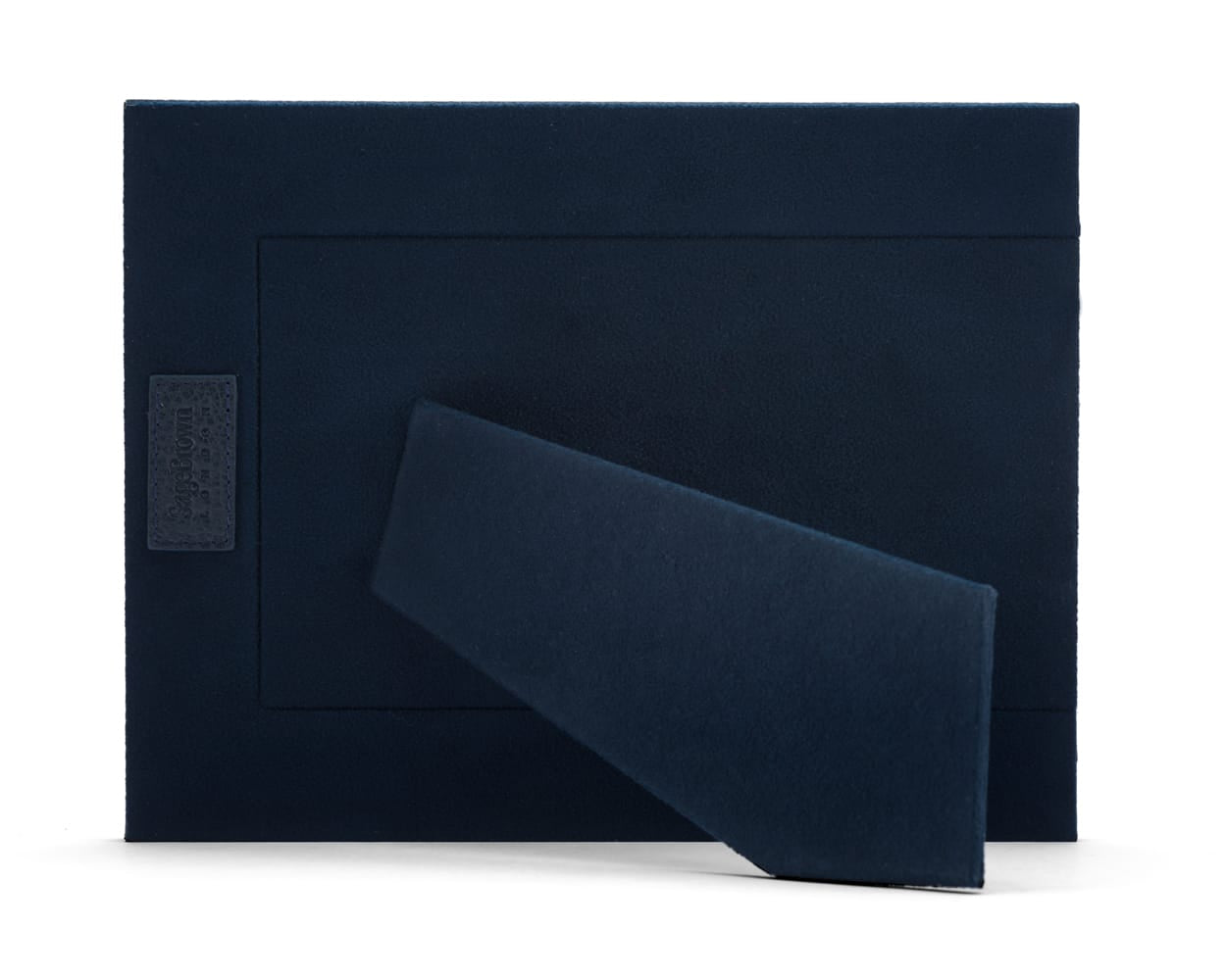 Leather photo frame, navy, landscape back
