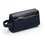 Luxury leather wash bag, navy, front