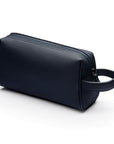 Luxury leather wash bag, navy, back