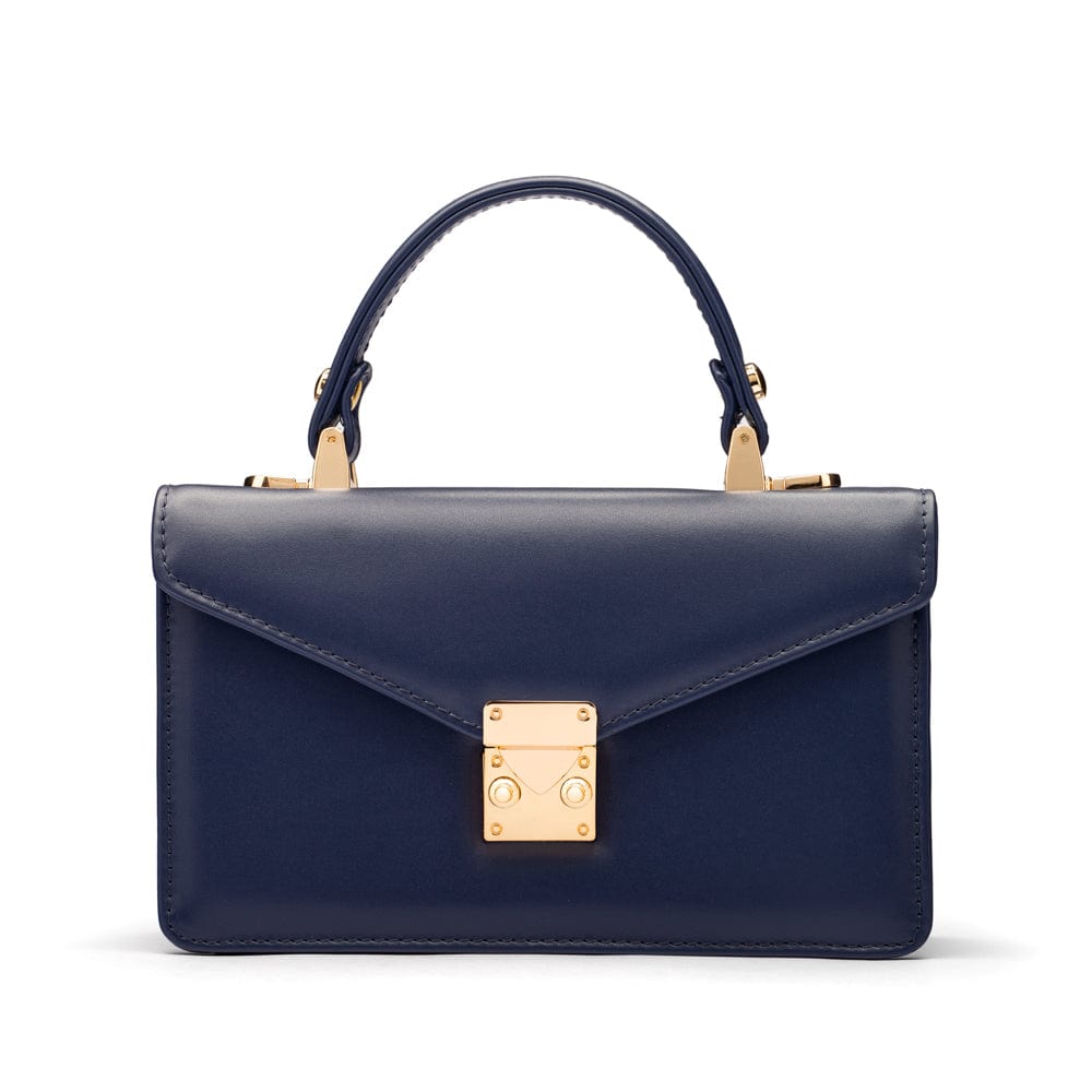 Maya top handle bag, navy, front