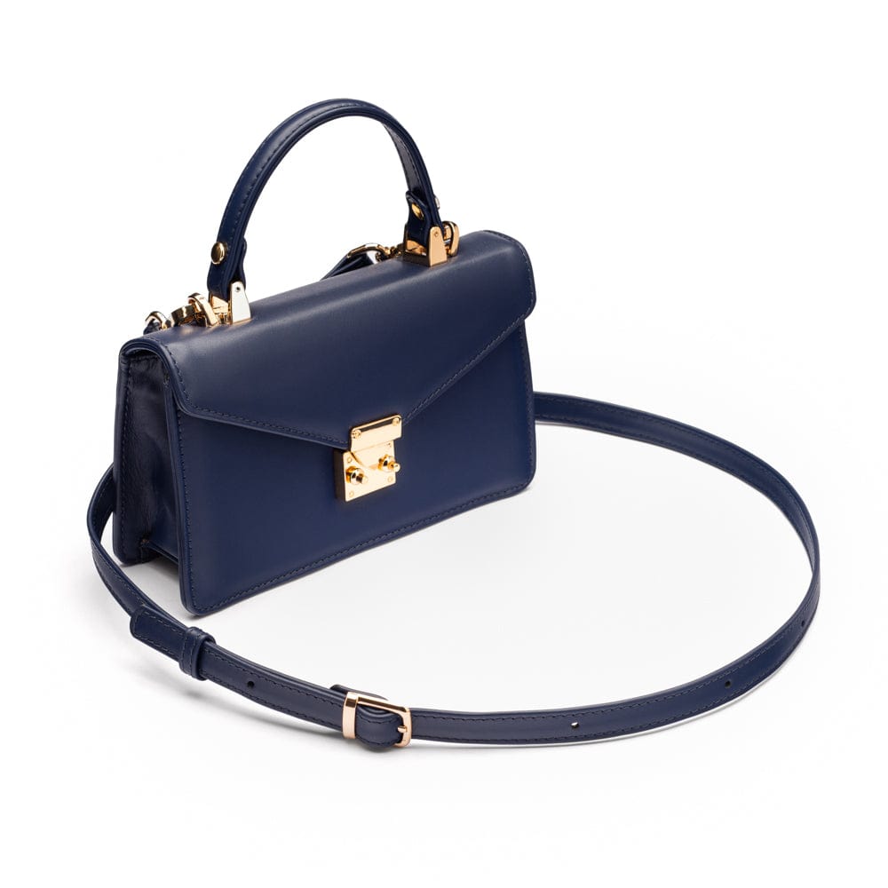 Maya top handle bag, navy, side