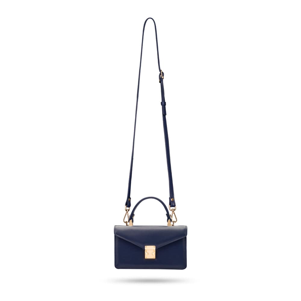 Maya top handle bag, navy, with shoulder strap