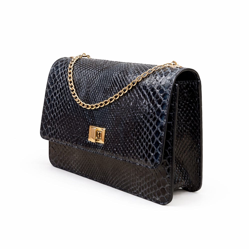 Mini Julia bag, real navy python, side