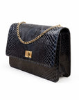 Mini Julia bag, real navy python, side