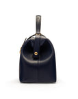 Mini leather Gladstone bag, navy, side