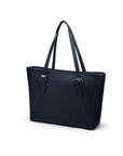 Women's leather 13" laptop workbag, navy pebble grain, back