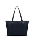 Women's leather 13" laptop workbag, navy pebble grain, front