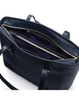 Women's leather 13" laptop workbag, navy pebble grain, inside