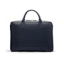 Leather laptop bag, 17 inch, navy pebble grain, front