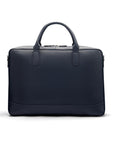 Leather laptop bag, 17 inch, navy pebble grain, front