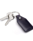 Rectangular leather key fob, navy, front