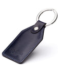 Rectangular leather key fob, navy, back