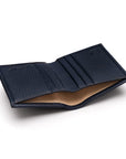 RFID leather wallet with 4 CC, navy, inside