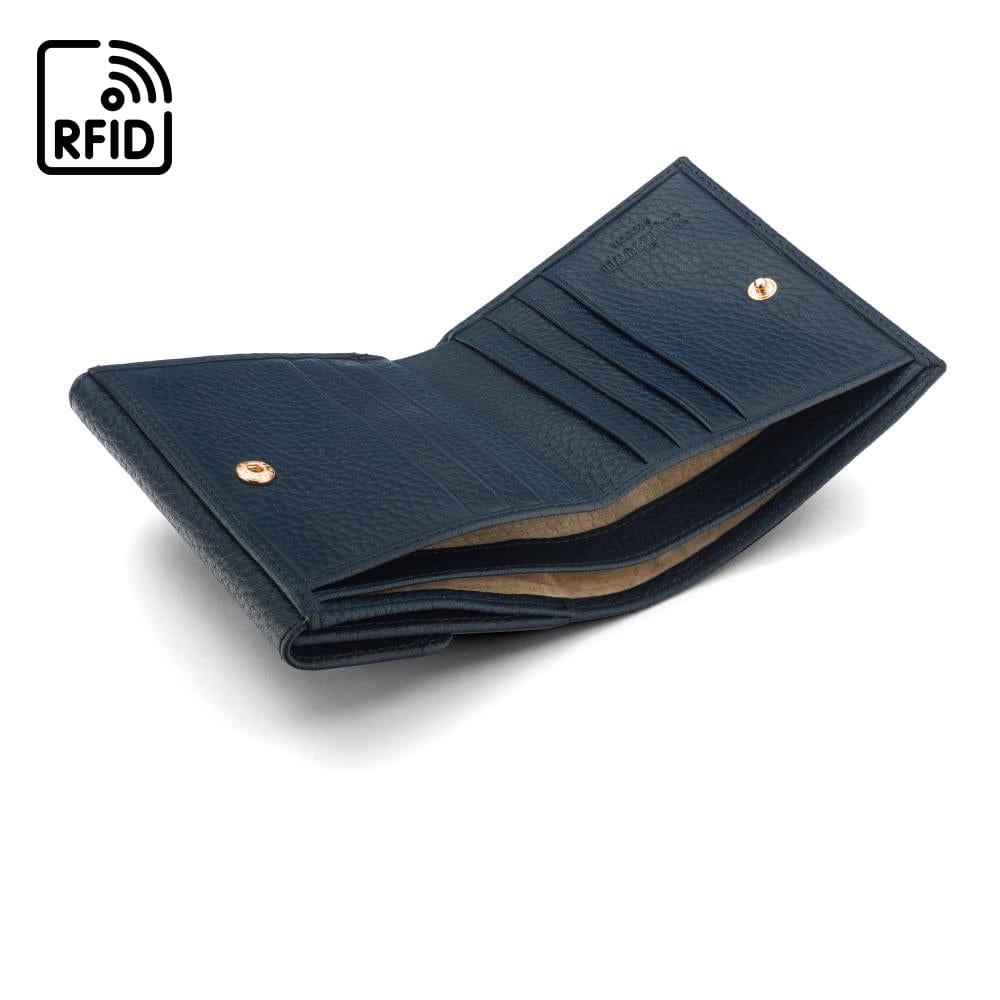 RFID leather purse, navy, inside