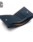 RFID leather purse, navy, inside