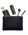 Set of 3 leather makeup bags, navy, medium