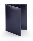 RFID leather credit card wallet, navy, front