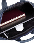 Slim Leather Laptop Bag for 13-inch Laptops, Navy, inside