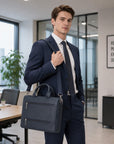 Slim Leather Laptop Bag for 13-inch Laptops, Navy, lifestyle