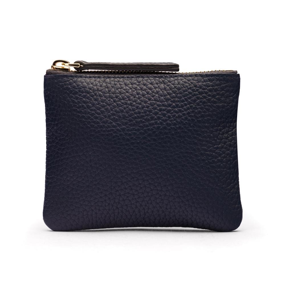 Small leather makeup bag, navy, front