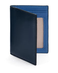 RFID Credit Card Wallet in navy with blue leather, front