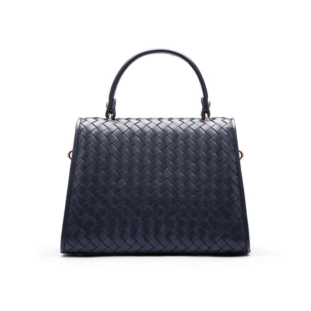 Woven leather Sabrina bag, navy, back