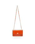 Leather chain bag, orange croc, with strap