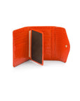 Large leather purse with 15 CC, orange croc, inside