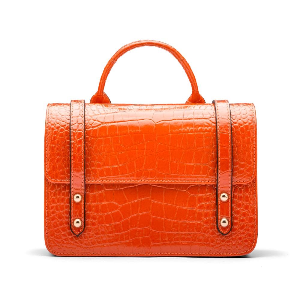 Mini top handle Harmony music bag, orange croc, front view