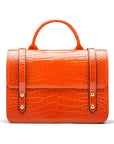 Mini top handle Harmony music bag, orange croc, front view