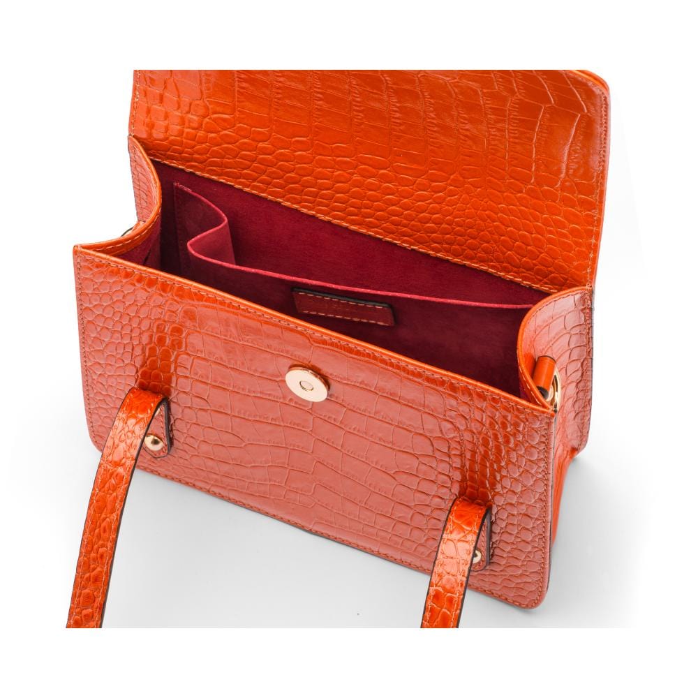 Mini top handle Harmony music bag, orange croc, inside