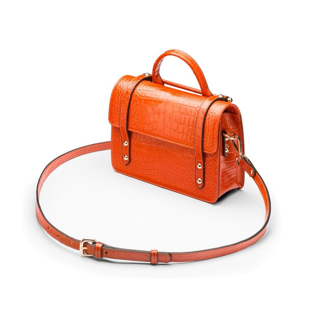 Mini top handle Harmony music bag, orange croc, with shoulder strap