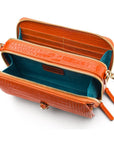 Small leather shoulder bag, orange croc, inside