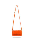 Small leather shoulder bag, orange croc, with shoulder strap