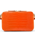 Small leather shoulder bag, orange croc, back