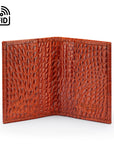 Premium Slim RFID Leather Credit Card Wallet, Orange Croc Effect, inside