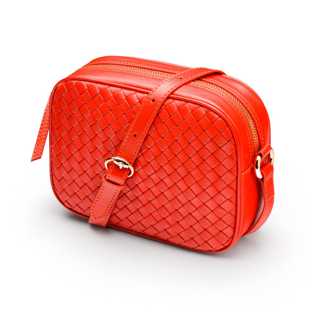 Ivy woven camera bag, orange, front