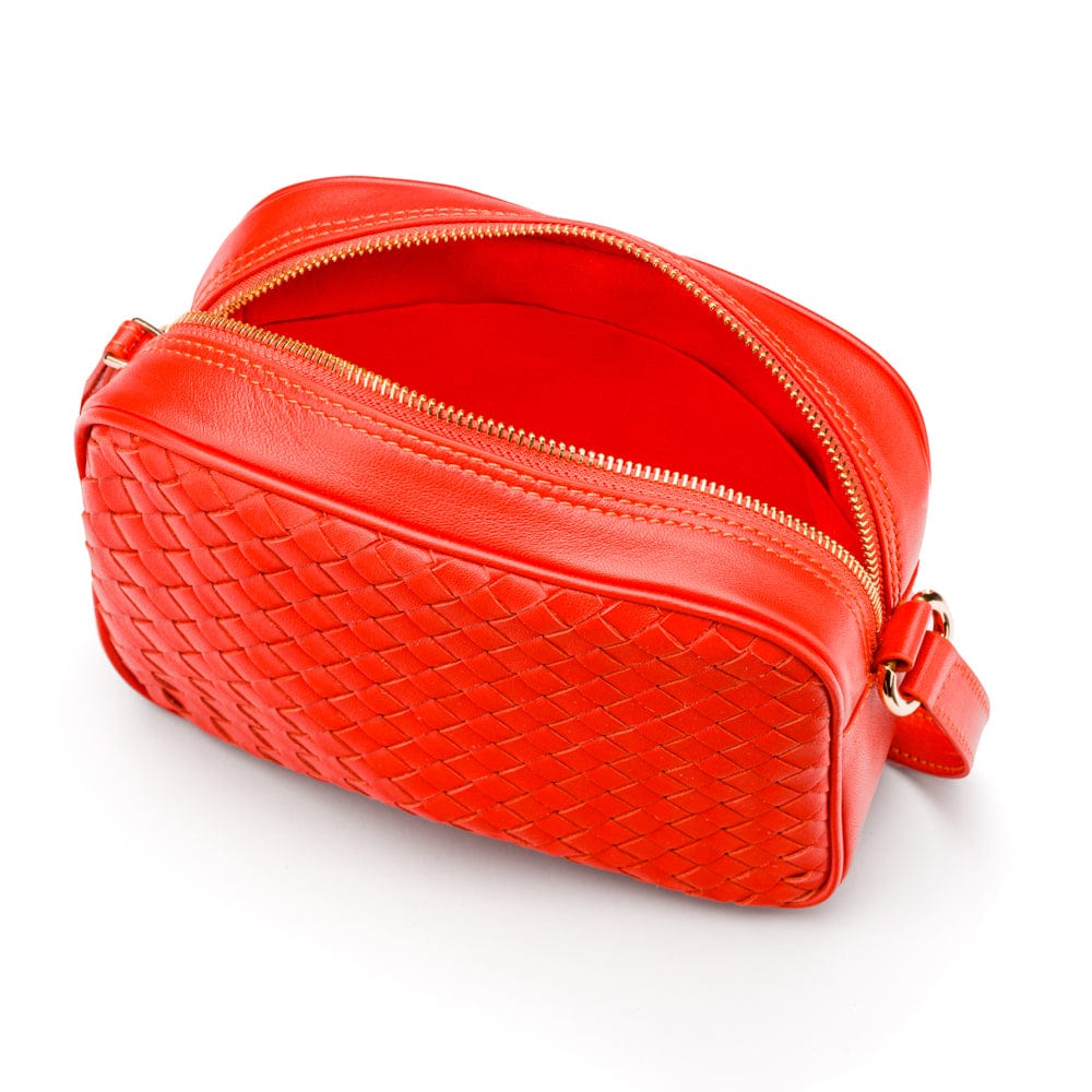 Ivy woven camera bag, orange, interior