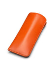 Large leather glasses case, soft orange, front