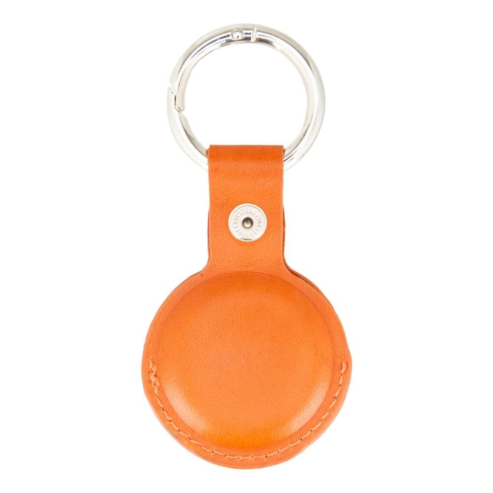 Leather air tag holder, orange, back