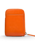 Leather card case with zip, orange, front