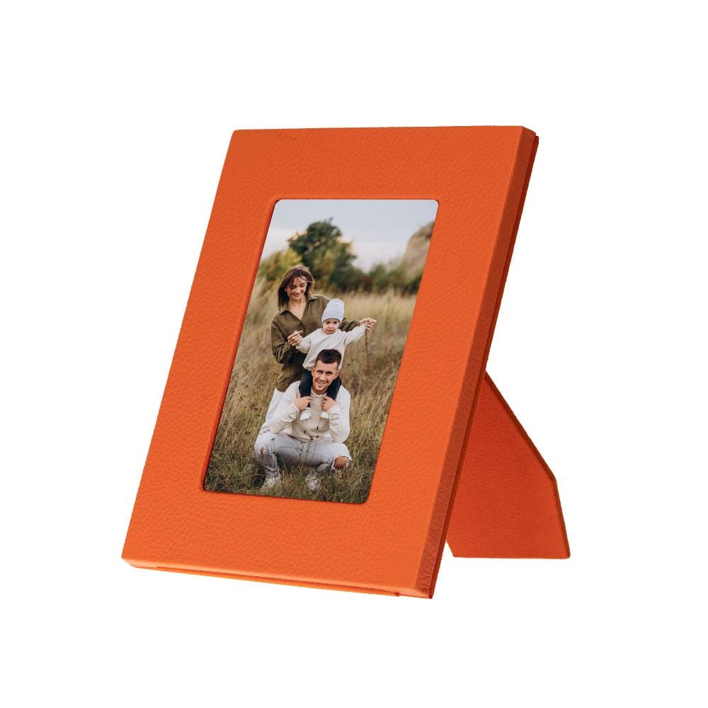 Luxury leather  frame, orange, portrait