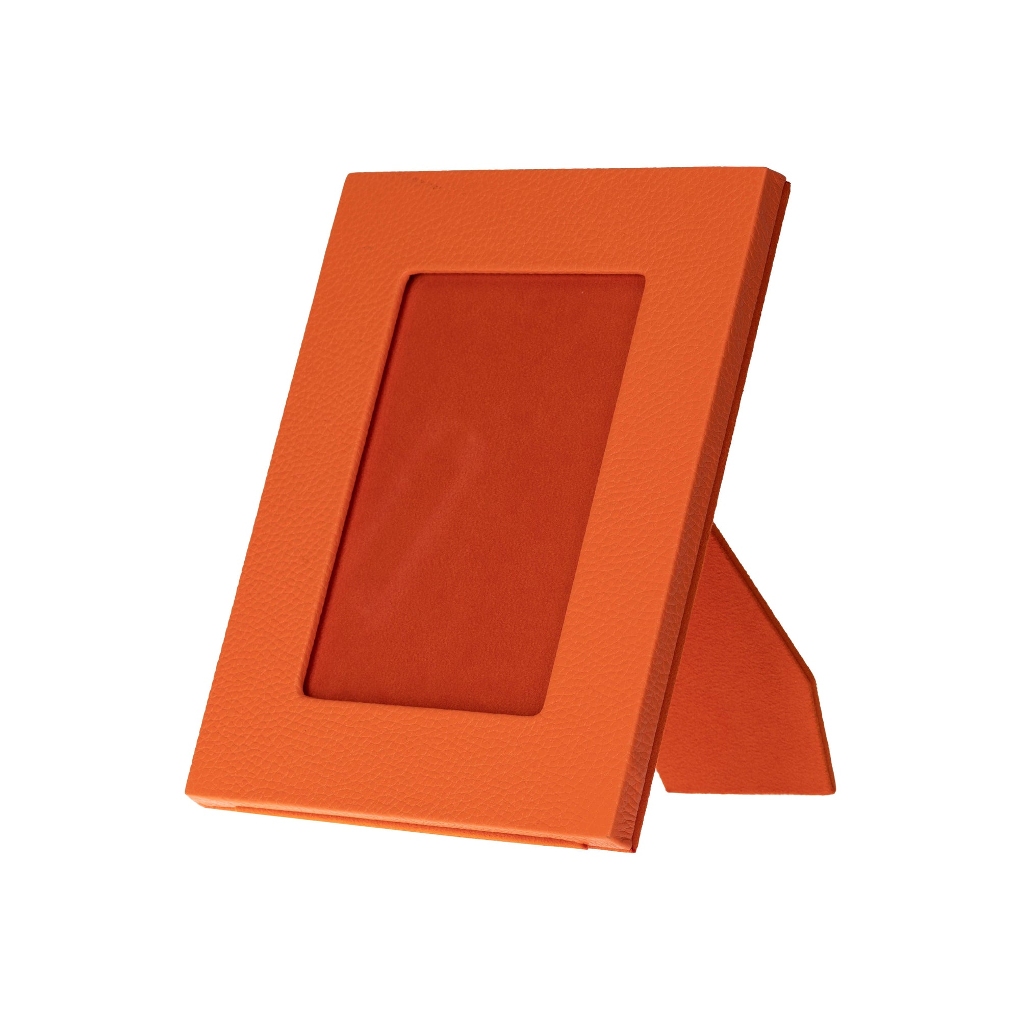 Luxury leather  frame, orange, portrait view
