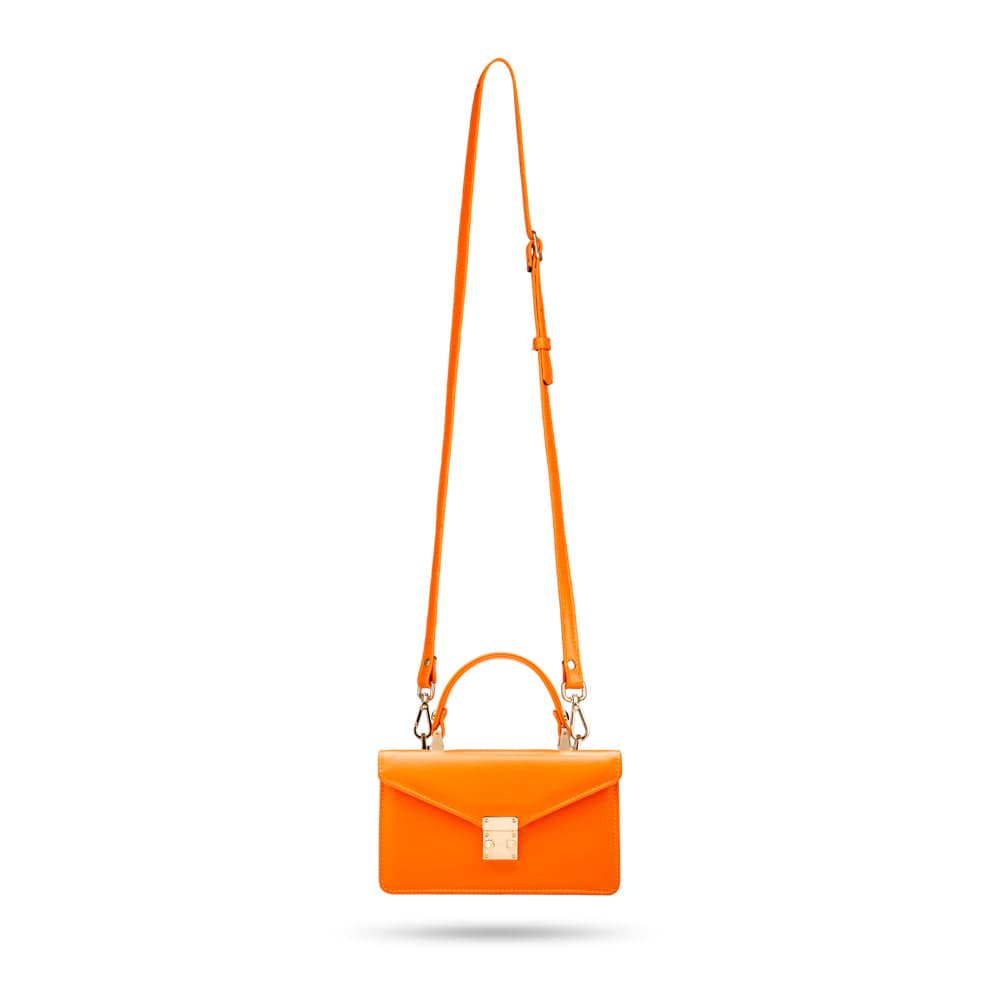 Maya top handle bag, orange, with shoulder strap