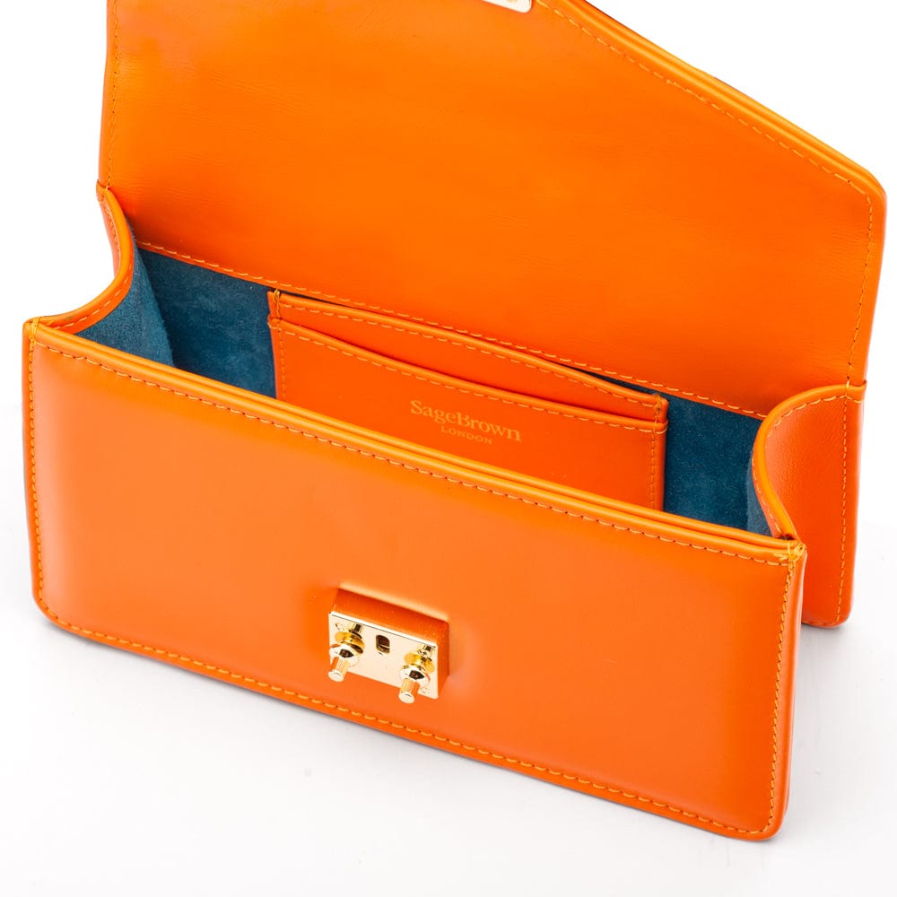 Maya top handle bag, orange, inside